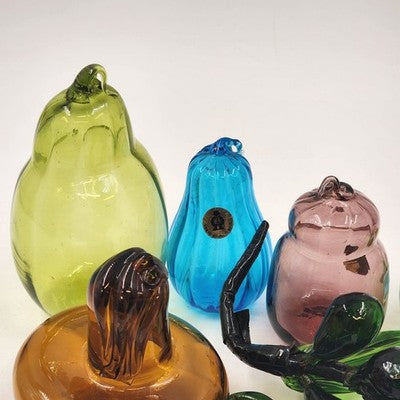 7 Pc Hand Blown Glass Fruit & Vegetable Set Large Translucent Art Glass Taiwan