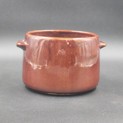 West Bend Glossy Brown Ceramic Bean Pot Pottery 7”x5" No Lid USA