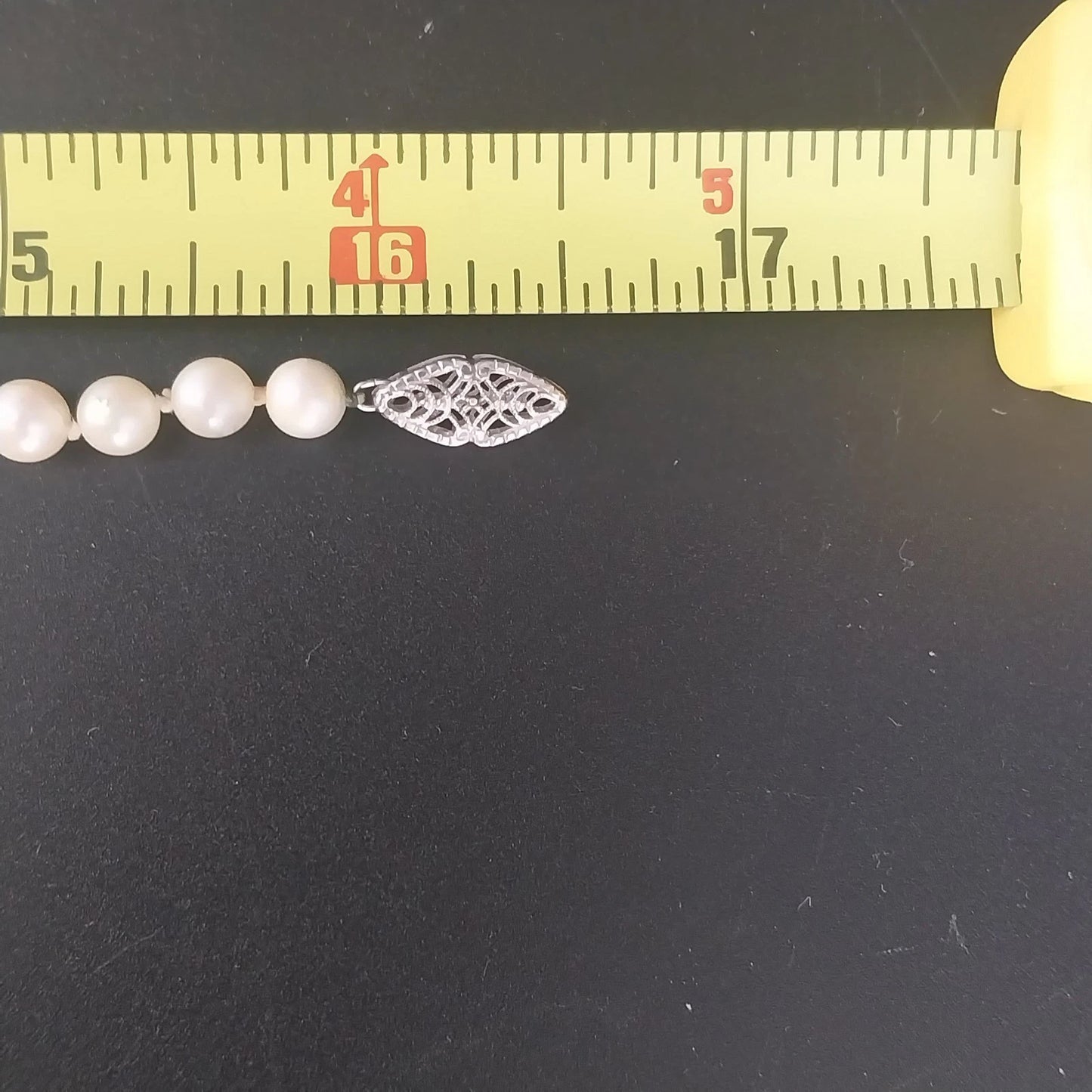 Faux Pearl Necklace Cream Beaded Strand Fishhook Clasp Classic Jewelry Vintage