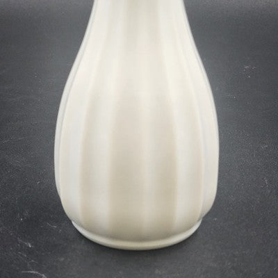 Carr Lowrey White Milk Glass Bud Vase Pedestal Vertical Design 8.7" Vtg