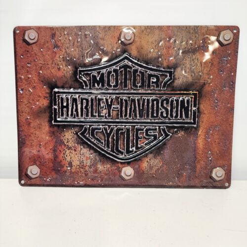Harley Davidson H-D Made Plate Embossed Tin Metal Sign 2013 Bar Shield 17"x12.5"