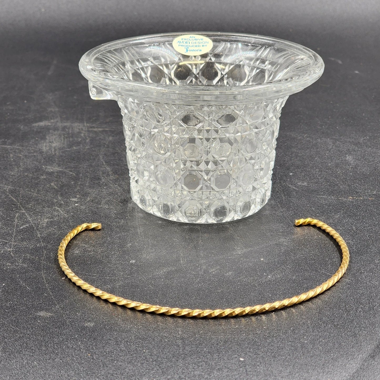 Avon Fostoria Glass Candlelight Basket Candle Holder Perfumed 1970's Vintage NIB