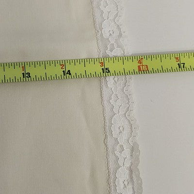 Set of 8 Dinner Napkins in Light Beige Cream w White Lace Edge Trim Linen 15.5"