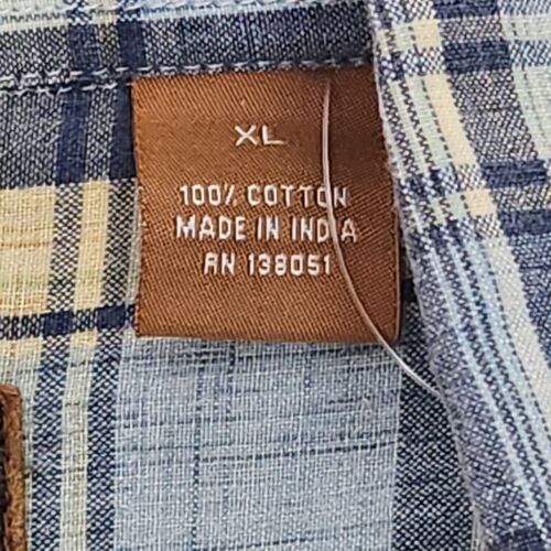 ClearWater Outfitters Men's SS Shirt XL Blue Plaid Cotton Button Down 2 Pockets