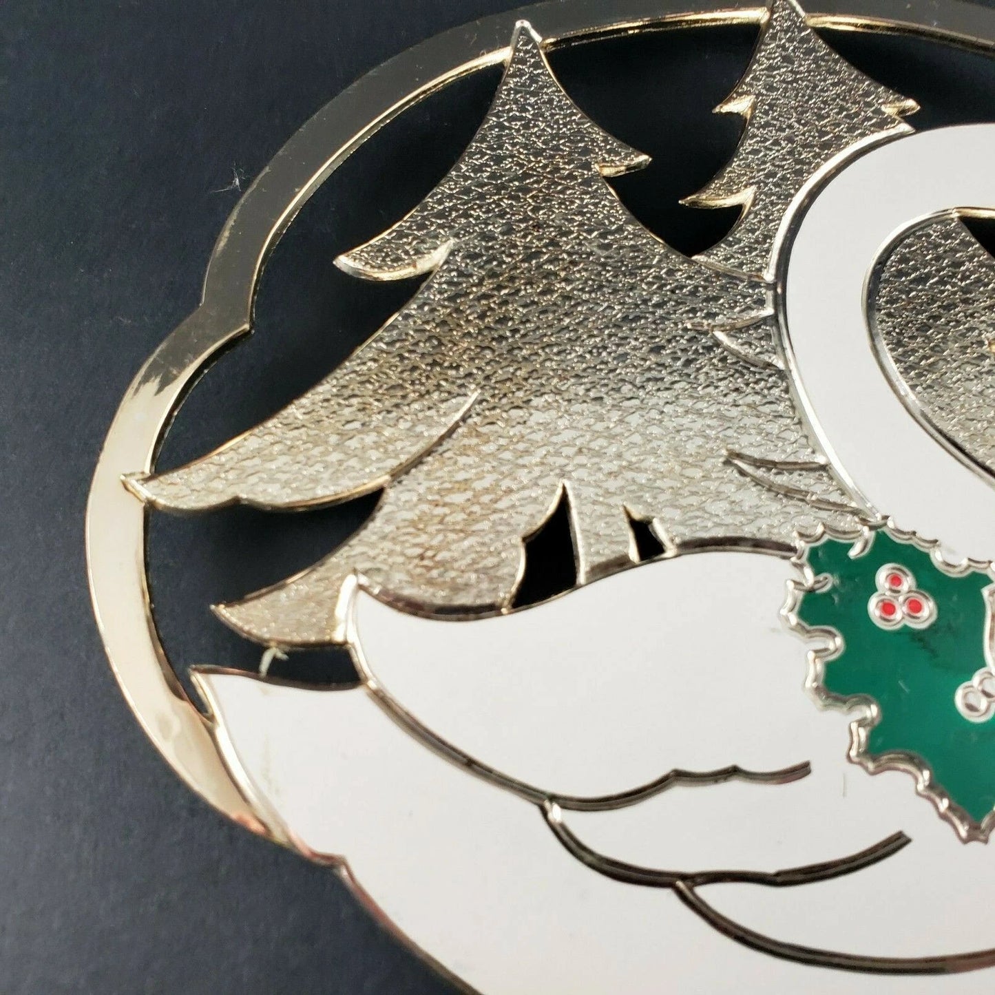 Oneida Silverplate Enamel Swan Trivet Wm A Rogers 1987 Christmas Tree Japan