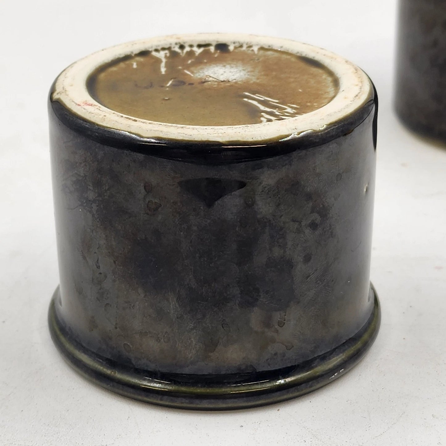2 Votive Candle Holders USA Pottery Green Dip Cups Handmade 3"x2.5"