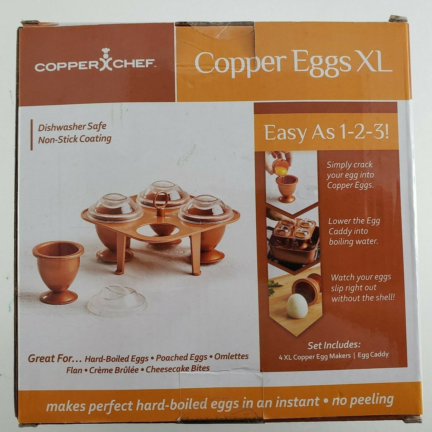 Copper Chef Copper Eggs XL Non Stick Coating 4 Cookers Hard Boiled Eggs No Shell
