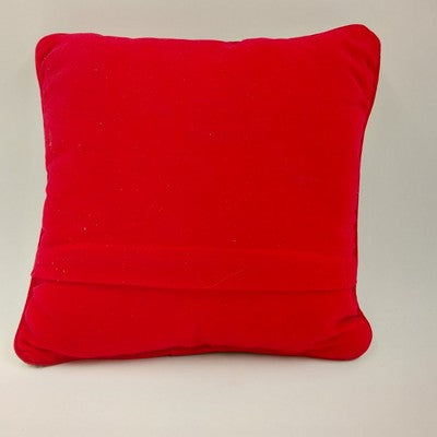 Red Throw Pillow Needlepoint Cross Stitch Embroidered Christmas Santa Claus 9”