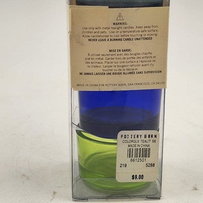 Set of 5 Pottery Barn Colored Glass Tealight Candle Holders in Original Box