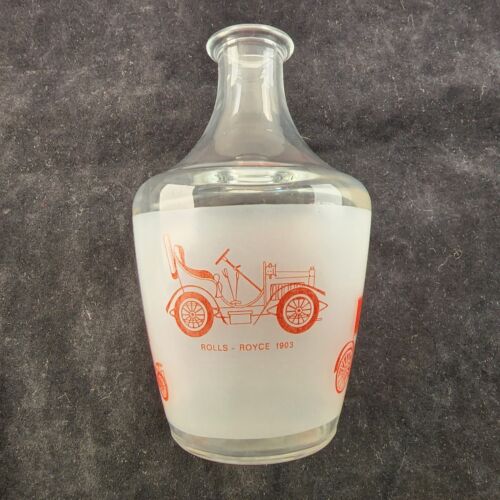 Classic Car Decanter Carafe 6" Tall Clear Frosted No Stopper 4 Images Circa 1900