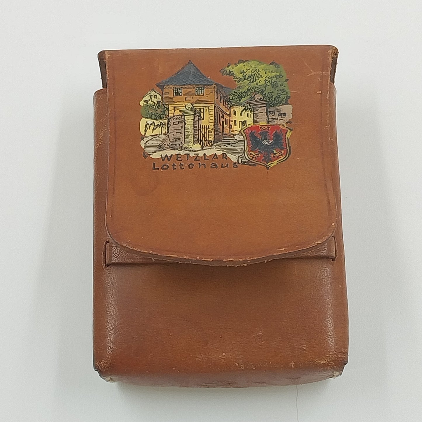 WETZLAR Lottehaus Brown Leather Cigarette Tobacco Pouch Case Holder Pat.gesch