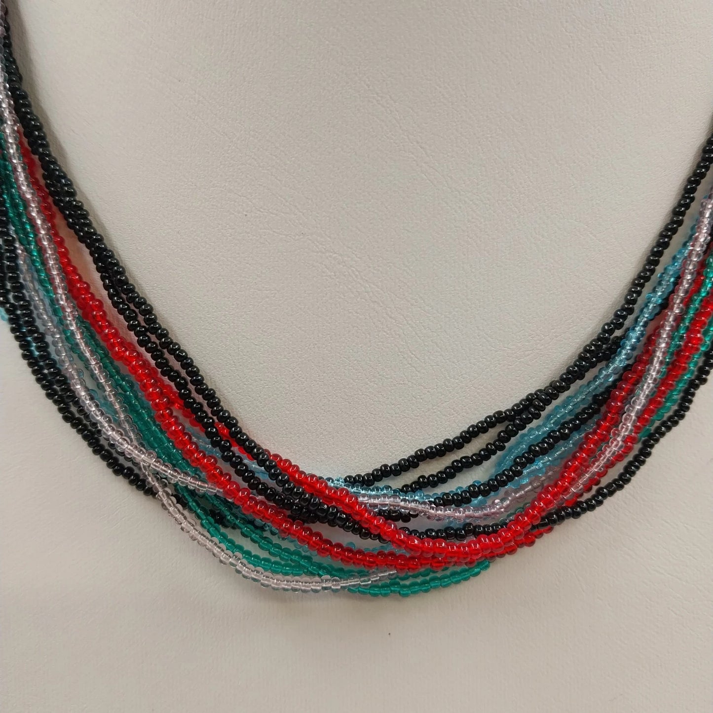 3 Beaded Necklaces Multicolor Seed Bead Suede Cord Amber Pendant