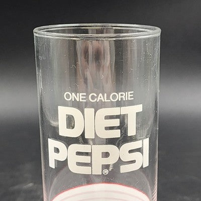 Clear Diet Pepsi One Calorie Clear Glass w Classic Logo Design 10oz Vintage 60's