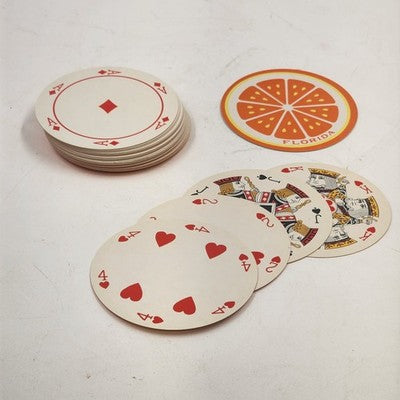 Florida Souvenir Round Playing Card Deck 3" Orange Graphic with Case Hong Kong