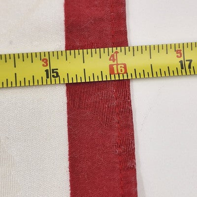 Set of 4 White Red Christmas Napkins 17x16" Holly Design Red Border Hemmed