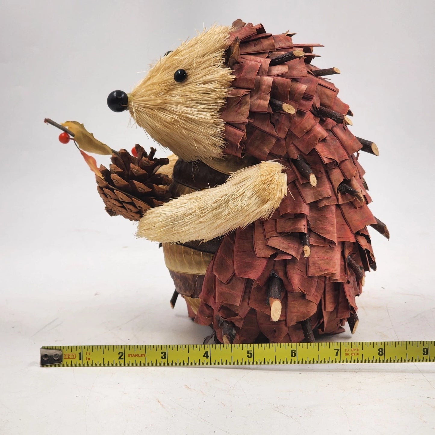 Fall Hedgehog Pinecone Figurine Decor 7.5" Natural Materials Autumn Lightweight