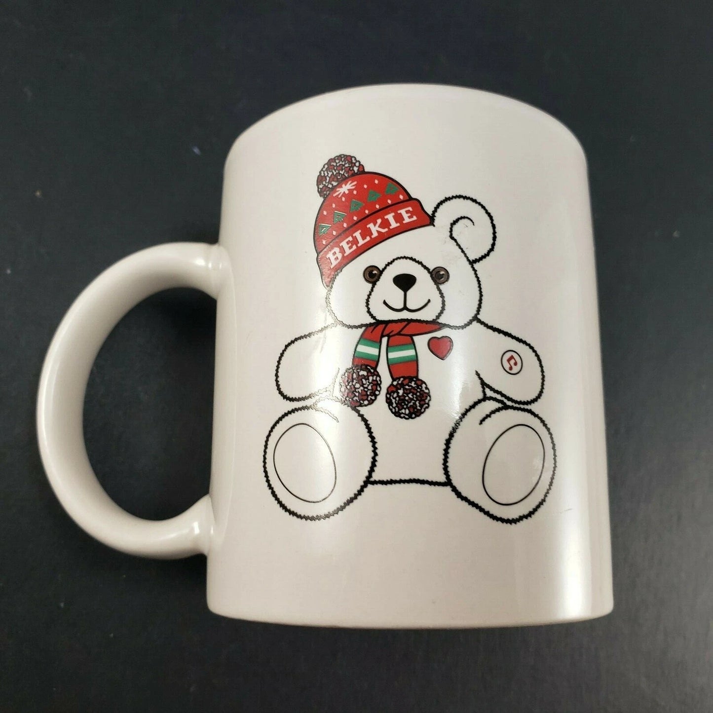 Belkie Bear Coffee Mug White Cup Belk Department Store Christmas Collectible