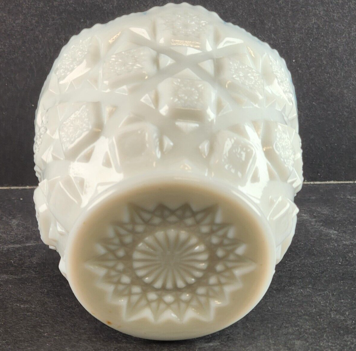 Footed Open Sugar Bowl Old Quilt Milk Glass by Westmoreland 3.75" Across x 3.5"H