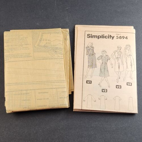 Simplicity 5894 Vintage Sewing Pattern 1980s Misses Shirtwaist Dress Size 3