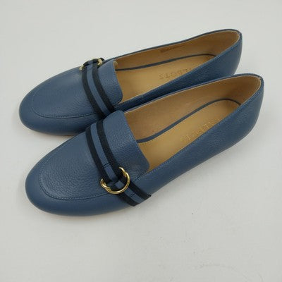 Talbots Ryan D-Ring Loafers Stripe Webbing Women's Shoes Blue Gold Low Heel 7W