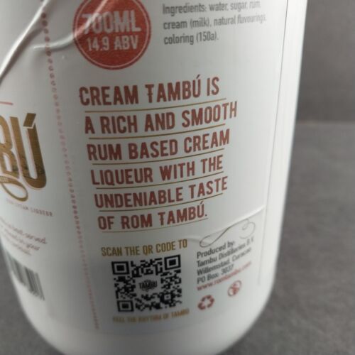 Cream Tambu Chocolate Cream Liquor Empty Bottle 750 ml Corked from Curacao EUC
