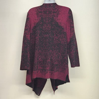 Kasper Women's Long Sleeve Cardigan Wine Purple Black Sweater Open Front Medium