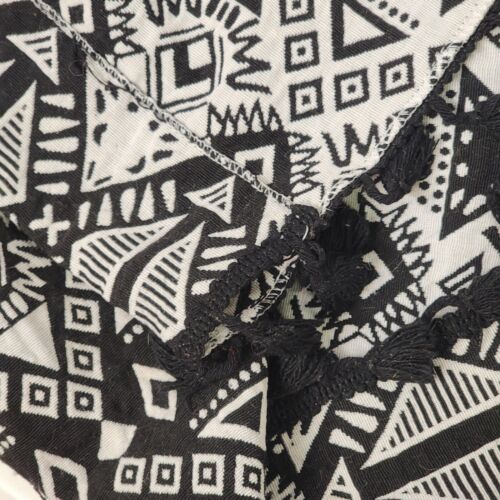 Aztec Curtains Black Abstract Geometric Blackout Print Fringe Rod Pocket 56x63"