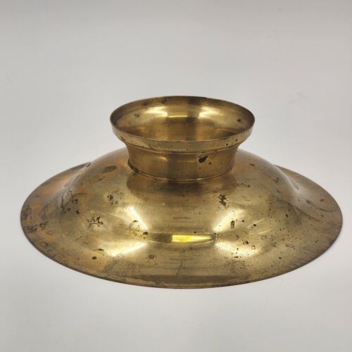Brass Bowl Pedestal Footed with Floral Pattern 7" Across Asian Red and Pink