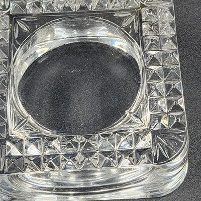 Crystal D'Argues French Candle Holder Faceted Square 4" Marked France EUC