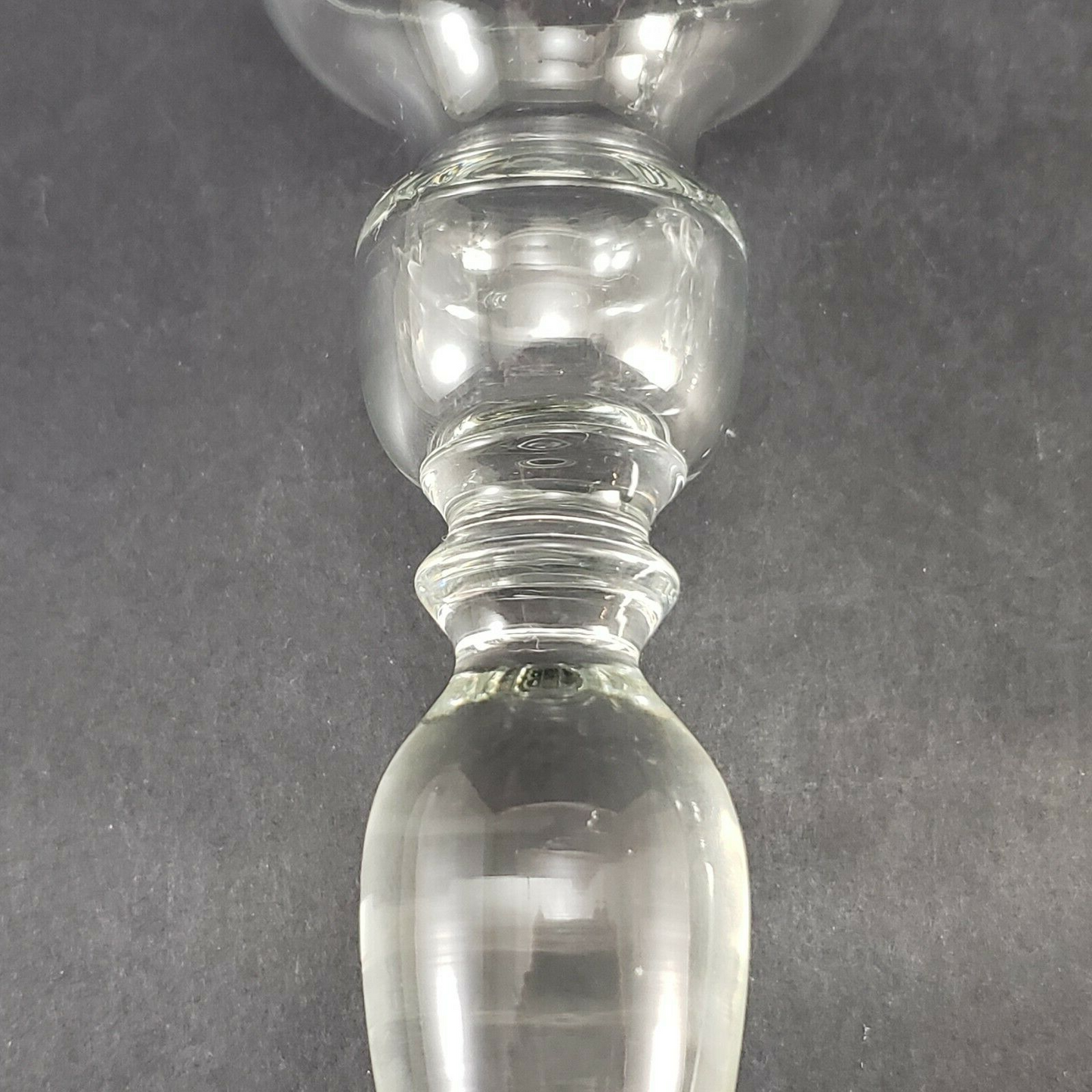 Pair Crystal Clear Glass Candlesticks 9" Tall Vintage Wide Base Holders
