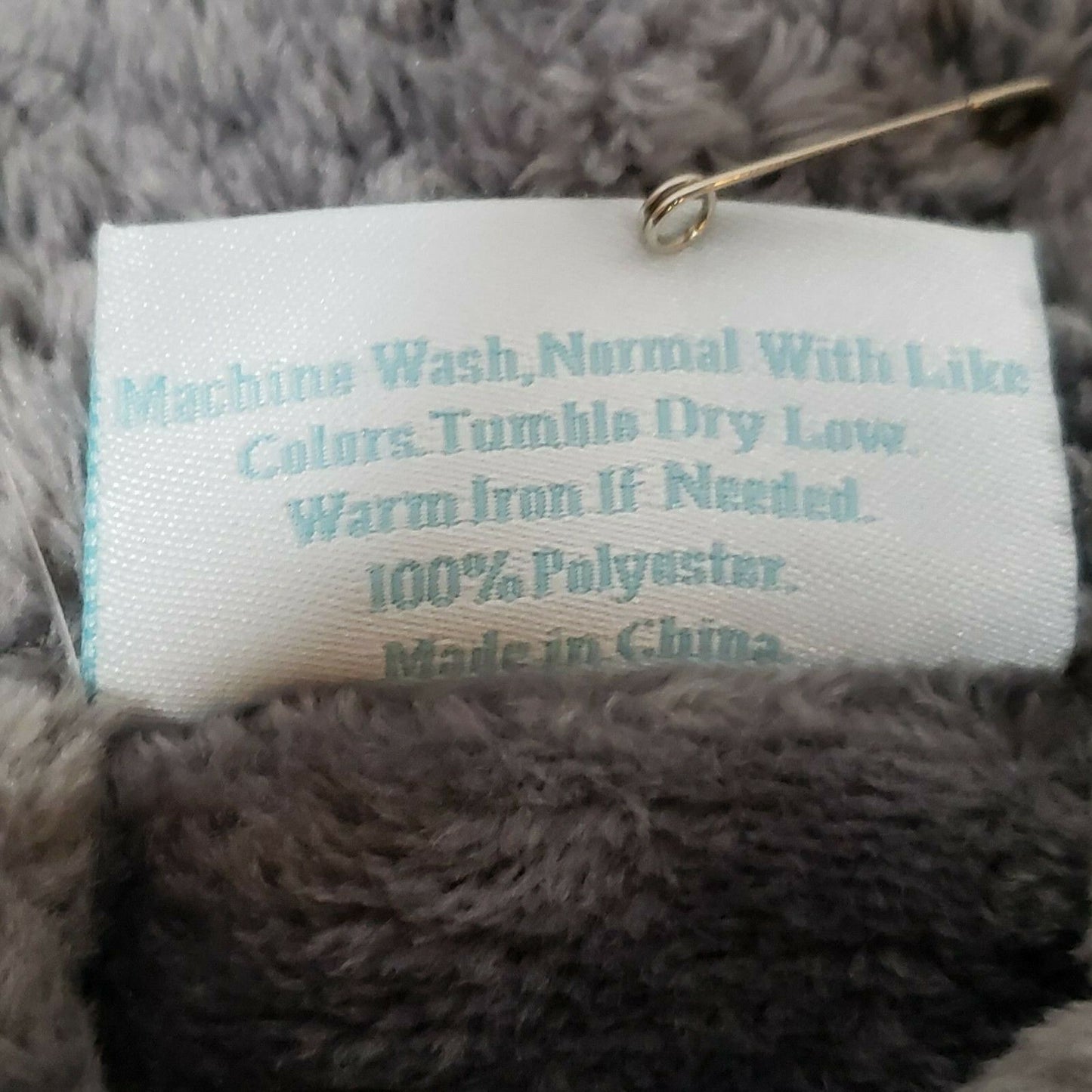 Women’s Turquaz Plush Soft Warm Gray Fleece Bathrobe Medium Waffle Trim