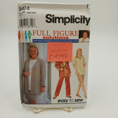 Simplicity 9474 Uncut Sewing Pattern 18W-24W Pants Skirt Tunic Top Vintage