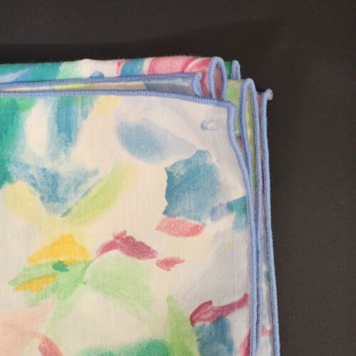 Multicolor Floral Design Pattern Linen Tablecloth 82 x 58 inches Vintage