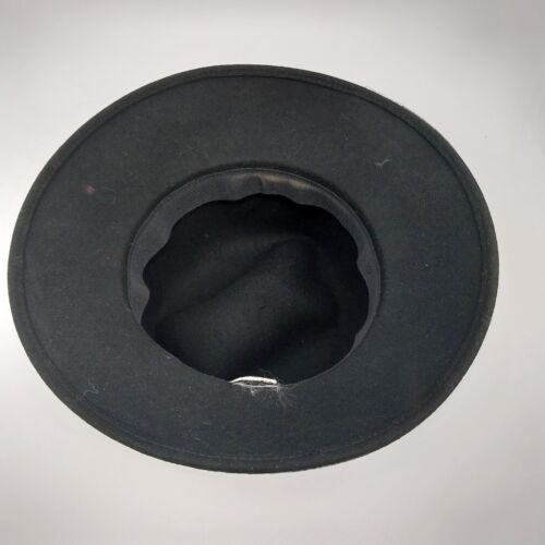 Henri Bendel New York Italy Hat Flowers Black Gray Wool 12" Bowler Rim Vintage