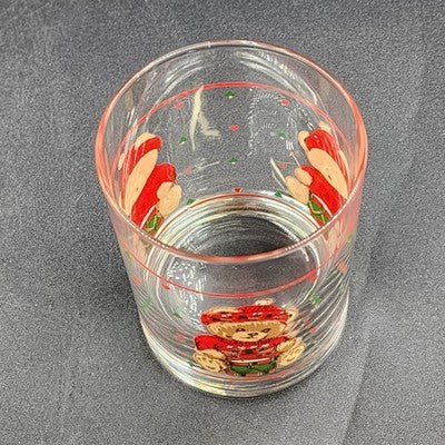 Vintage Tienshan Theodore Country Bear Christmas Glasses – Set of 4 Double Old Fashioned Tumblers – Holiday Barware – 4.25” Tall