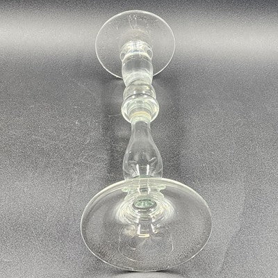 Large Hand Blown Art Candlesticks Holder Crystal Clear Glass Footed VTG 14"x4.5"