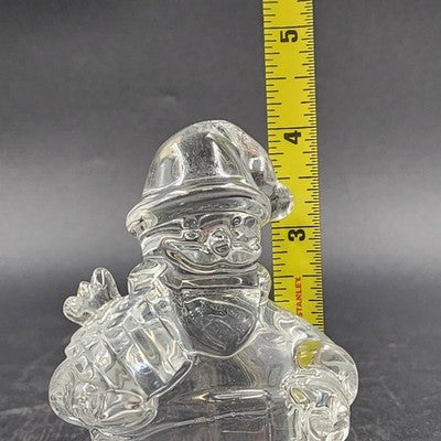 Baccarat France Stunning Clear Glass Crystal Santa Claus with Gift Figurine 4"
