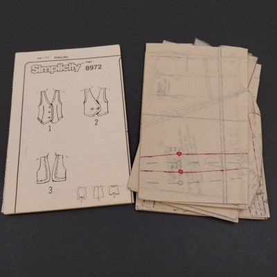 Simplicity 8972 Vintage Sewing Pattern 1990's Misses Vest Size A (PS thru XL)