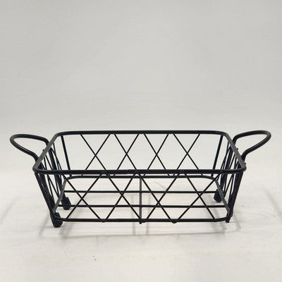 2 Casserole Serving Carriers Black Metal Wire Nesting with Handles 8.75" & 8"