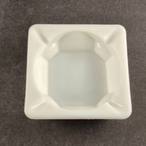 2 Westmoreland Milk Glass Square Vintage Ashtray 4" Square x 1.3" Grapes & Vines