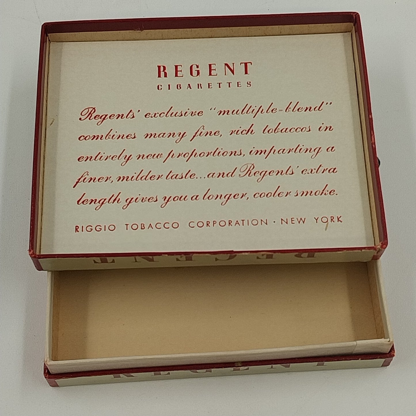 Regent Empty Cigarettes Cardboard Box King Size No.94 WWII Era Vintage 1940s USA