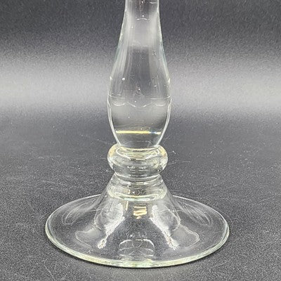 Large Hand Blown Art Candlesticks Holder Crystal Clear Glass Footed VTG 14"x4.5"