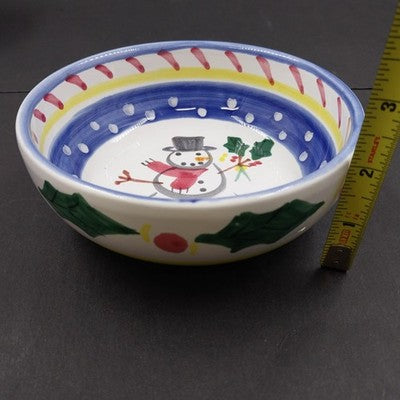 Soup Cereal Bowl Present Tense Snowman Italy Home Artsy Christmas 5.75 Pottery