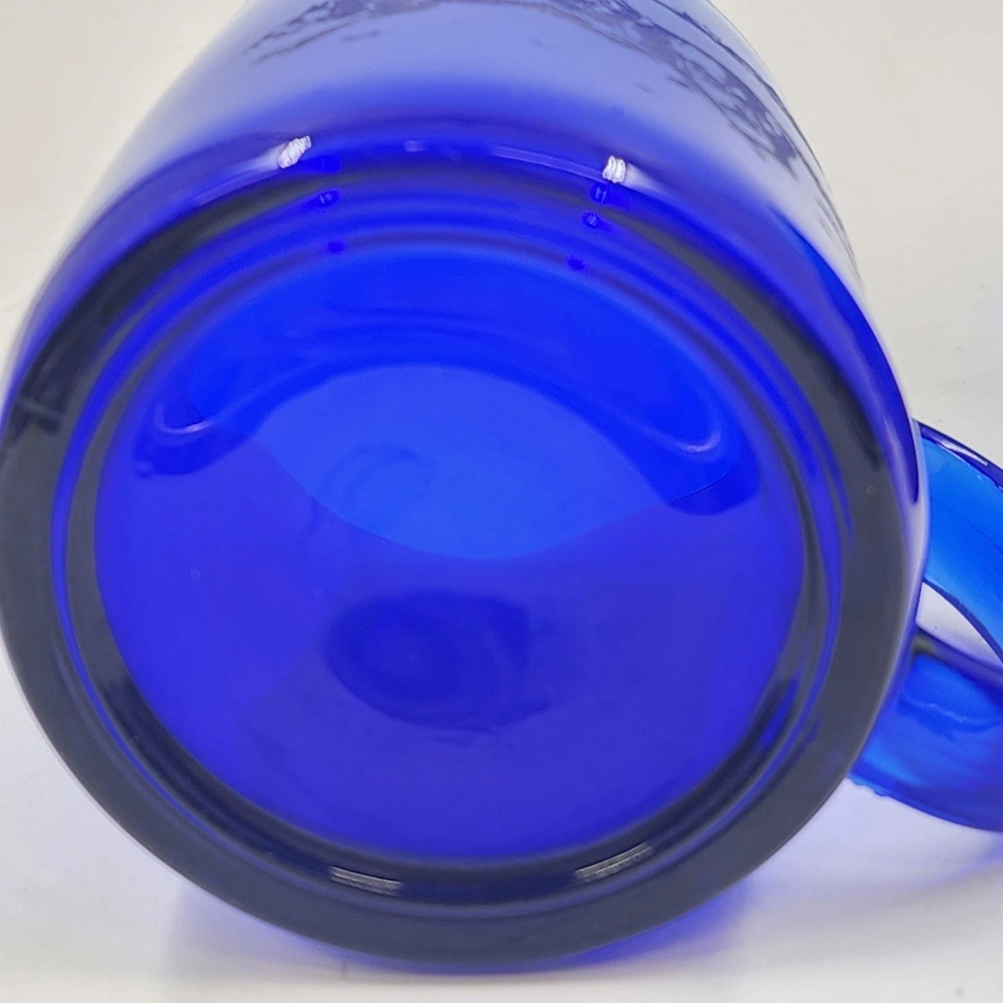 2 Cobalt Blue Coffee Mug Cups 12 oz Etched Running Wolves France