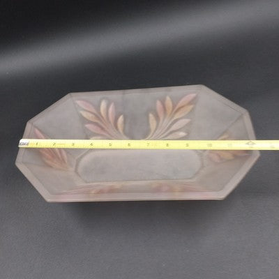 Frosted Clear Glass Leaf Cut Serving Dish Oblong Octagon Bowl Indiana Glass