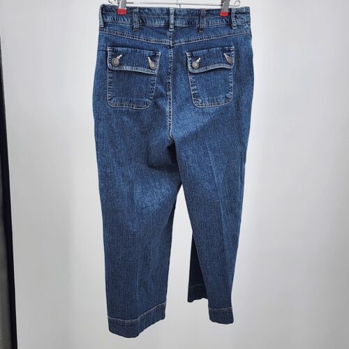 Croft & Barrow Women's Denim Capri Jeans Size 31" Blue 5 Pocket Brass Button Det