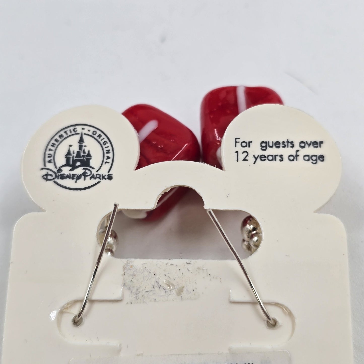 2 Earrings Silver Tone Red Faux Pearl Bead Drop & Disney Red Present Gift Dangle