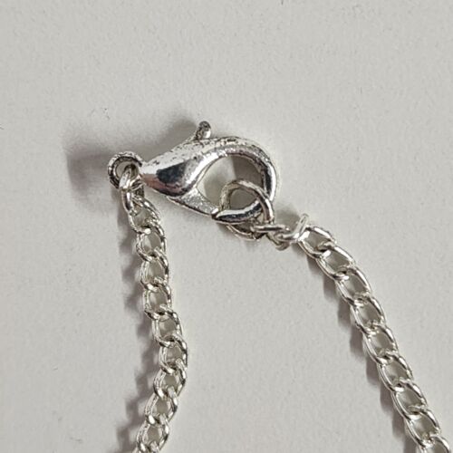 Three Heart Silver Tone Necklace 16" Pink Glitter Center Lobster Clasp Jewelry