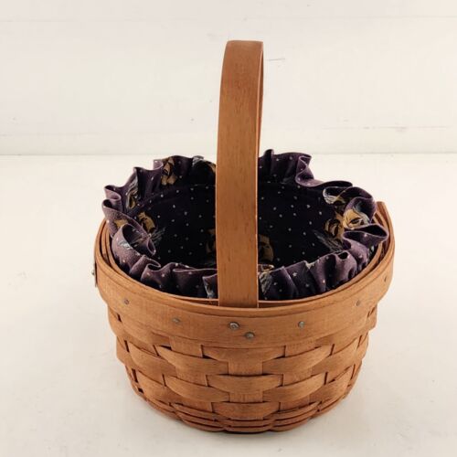 Longaberger 1991 Discovery Basket with Sailboat Fabric Liner and Fixed Handle