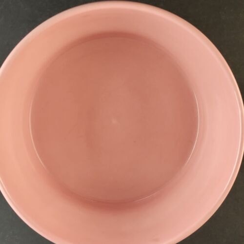 Ceramic Pottery Pink & White Vintage Covered Casserole Dish 9" Across x 4.5" T